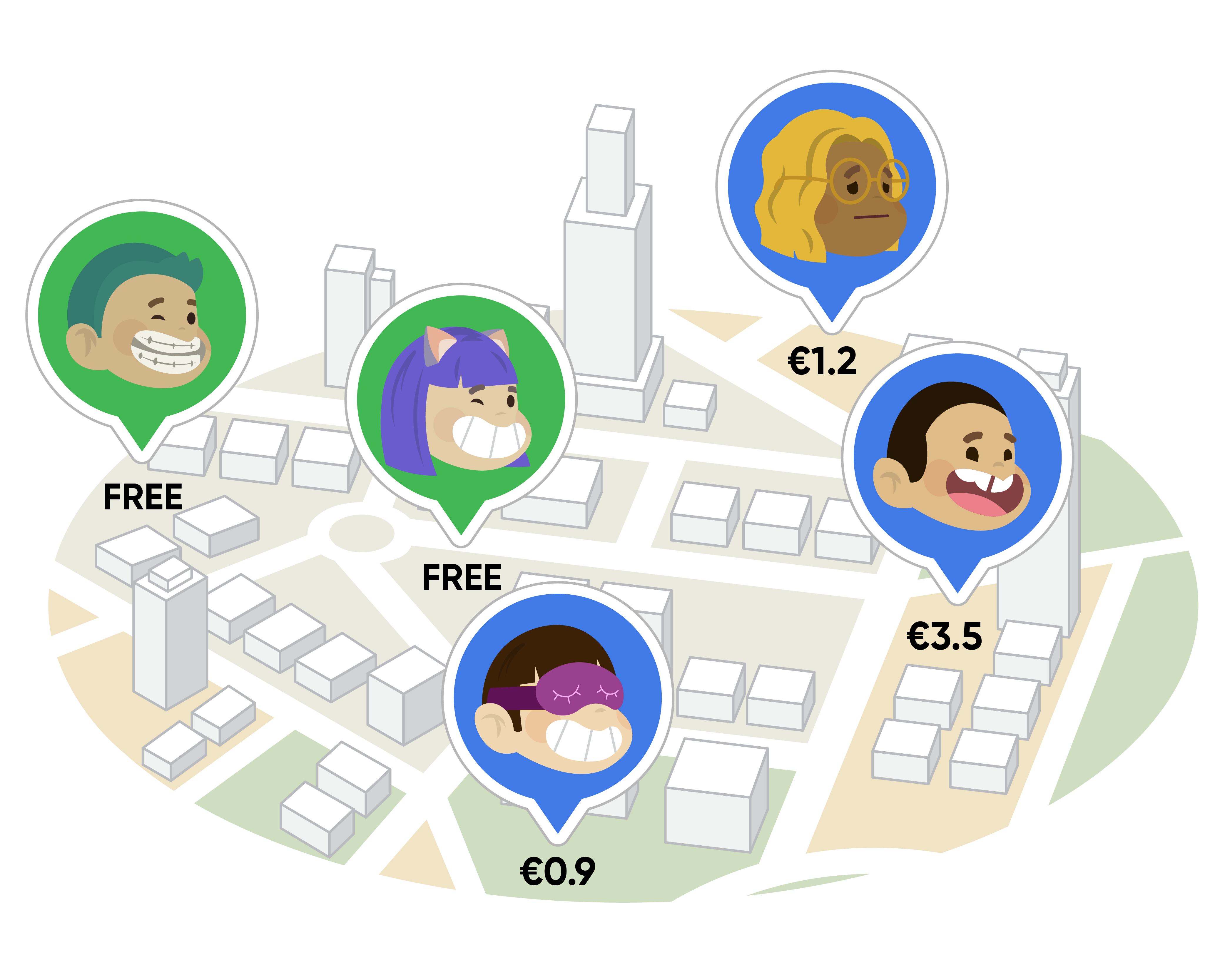 Curbie parking map illustration